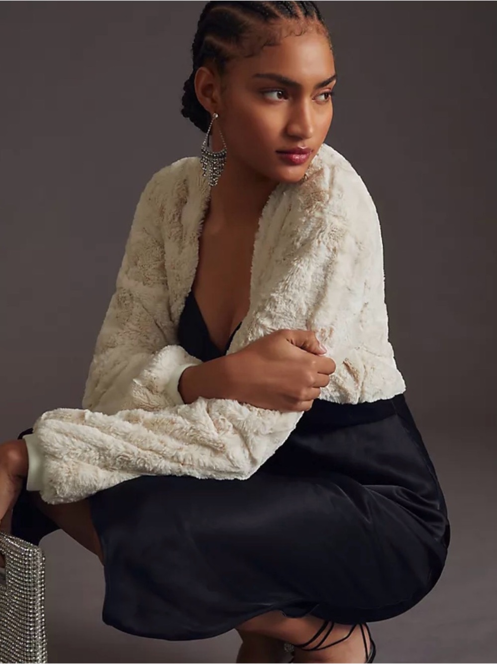 Maeve by Anthropologie Faux Fur Shrug Bolero M/L Quite Luxury Romantic Feminine
